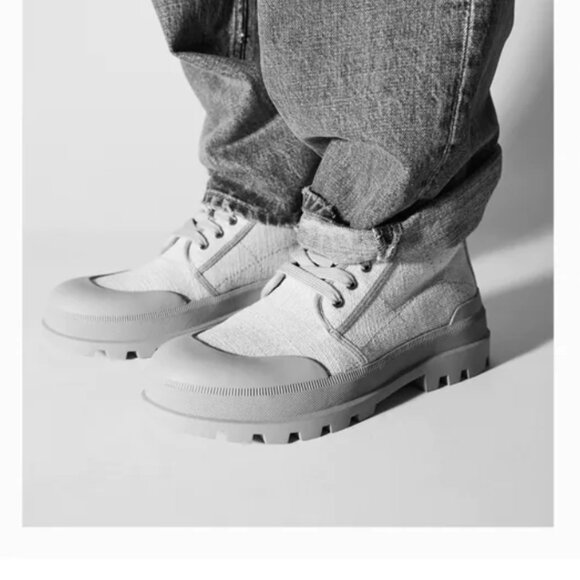 Zara flat  laced fabric ankle boots - Picture 4 of 8